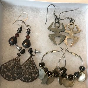 Set of Four pair of earrings in silver & copper